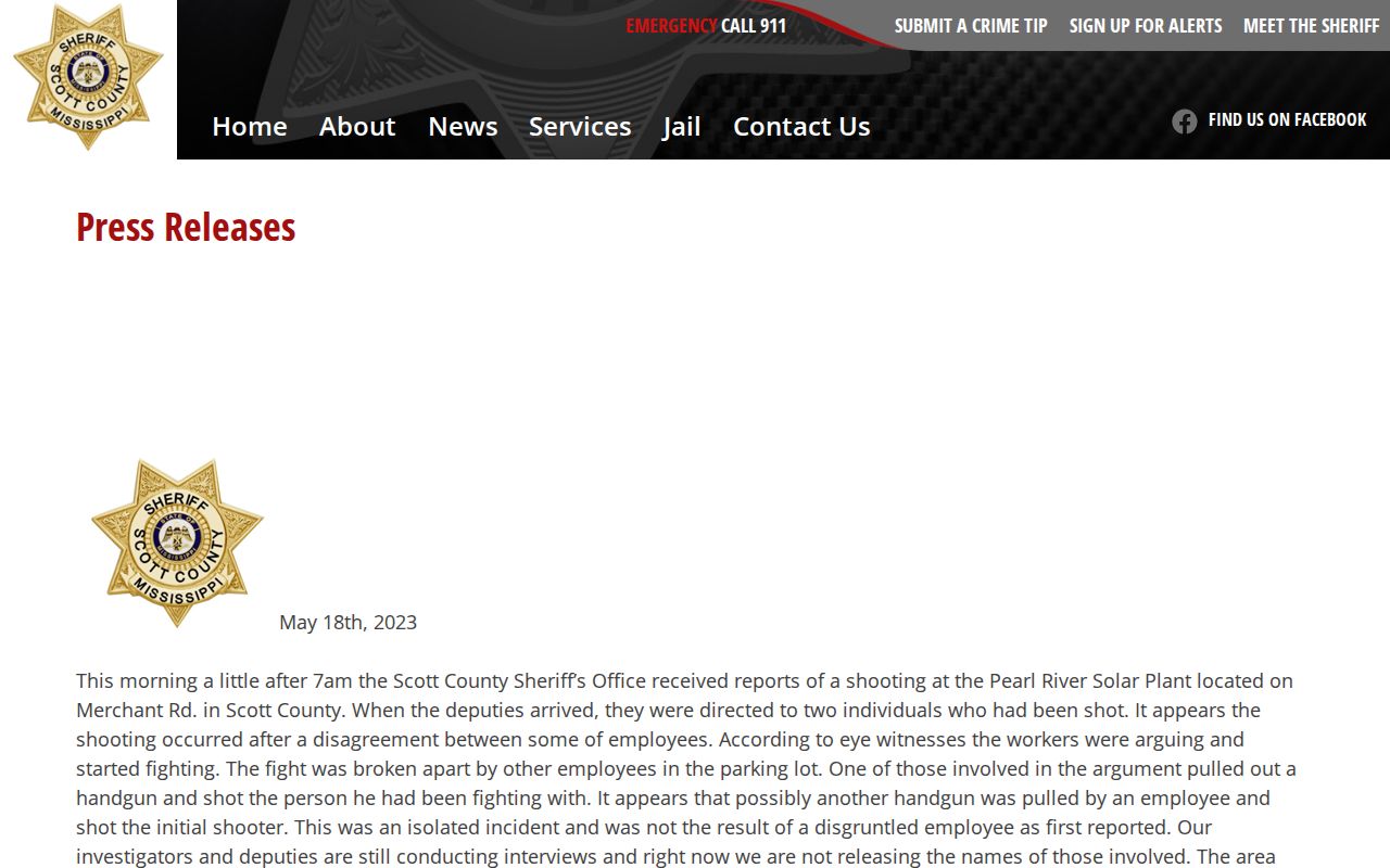 Scott County Sheriff arrest news and booking records source