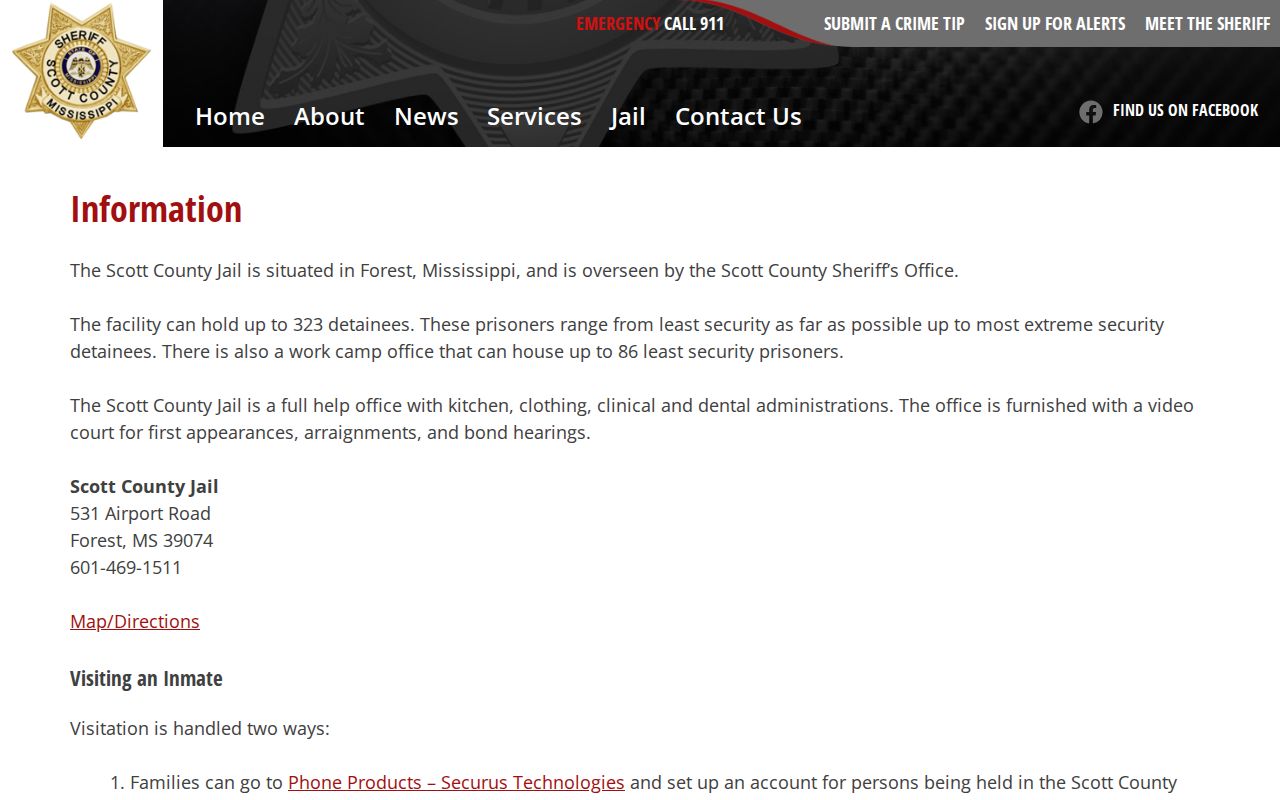 Scott County Jail information and booking record source